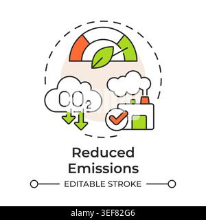 Reduced emissions multi color concept icon Stock Vector