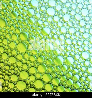 Green bubbles background. Foam bubbles macro texture Stock Photo