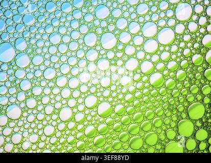 Abstract green bubbles texture. Foam bubbles macro background Stock Photo