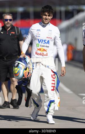 MELBOURNE, AUSTRALIA - MARCH 05 2026: Arvid Lindblad of Great Britain and Visa Cash App Racing Bulls F1 Team before the 2026 Australian Grand Prix at Stock Photo