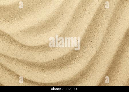 Wavy sea sand background. Flat lay. Top view Stock Photo