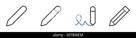 Pencil and Writing Tool Line Icons Set Editable Stroke Vector Illustration. Stock Vector