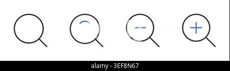 Search Icons Set Line Editable Stroke Vector. Stock Vector