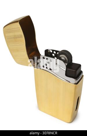 Golden lighter on white backgrou Stock Photo