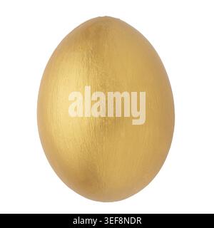 Golden painted egg isolated on white background Stock Photo