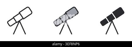 Telescope Icons Set Line Editable Stroke Vector. Stock Vector
