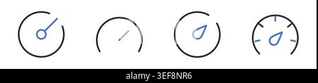 Speedometer and Gauge Meter Line Icons Set Editable Stroke Vector Illustration. Stock Vector