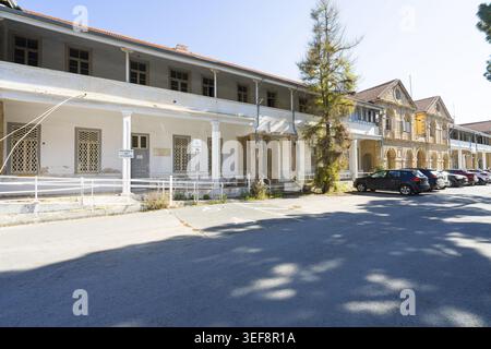 Larnaca, Cyprus. May 6, 2026. External view of the Old Hospital larnaka in the city center Stock Photo