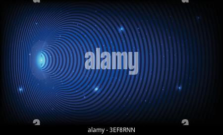Abstract spiral tunnel creating a wormhole optical illusion with glowing stars and deep space effect Stock Vector