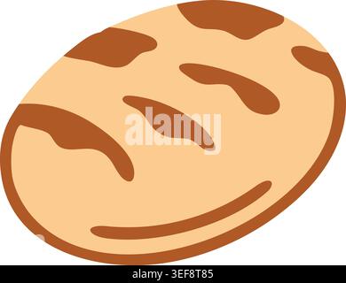 Simple illustration of an oval baked bread with warm brown markings and a golden crust. Stock Vector
