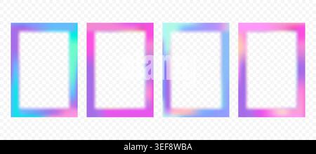 Gradient frame with blurred borders. Abstract pink and light blue vector designs. Cute glowing templates. Modern girly minimal rectangle backgrounds Stock Vector