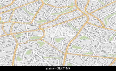 Isometric perspective city map showing navigational routes, residential blocks and green zones. Vector illustration Stock Vector