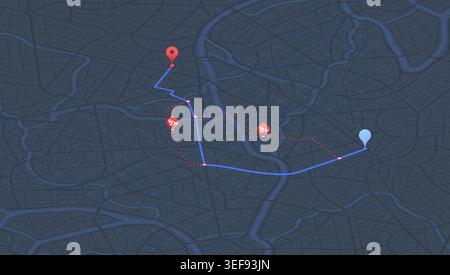 Closed turns of the route., district, road. Detailed view city. Isometric city navigation, GPS map. Vector Illustrations of Urban districts. landmarks Stock Vector