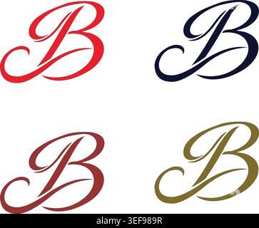 Elegant Letter B Monogram Logo Design Collection, Luxury Calligraphy Initial Emblem, Vintage Floral Typography Branding Icon Set for Premium Business Stock Vector