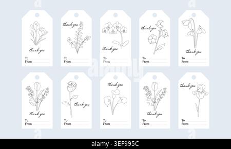 Floral Thank You Gift Tags Stock Vector