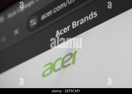 18 April 2026 - Tashkent, Uzbekistan: Close up view of Acer website on digital screen showing technology logo and browser interface elements. Stock Photo