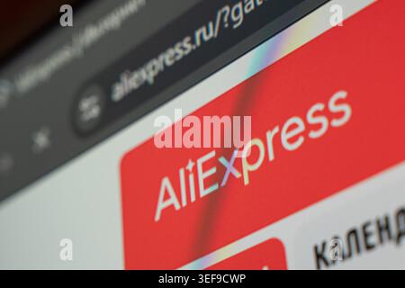 18 April 2026 - Tashkent, Uzbekistan: Close up view of AliExpress website on digital screen showing logo and browser interface elements. Stock Photo