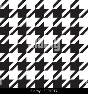 Modern Black and White Geometric Houndstooth Pattern Abstract Seamless Background - Vector Design Stock Vector