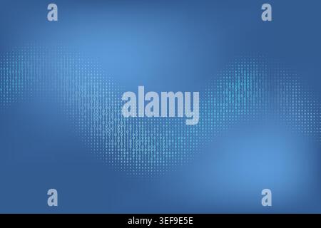 Blue glowing binary wave pattern on abstract digital background with futuristic technology style Stock Vector