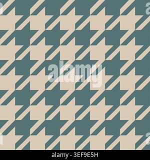 Modern Beige and Blue Geometric Houndstooth Pattern Abstract Seamless Background - Vector Design Stock Vector