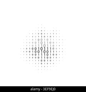 Minimal black binary code pattern on white background with abstract digital technology style Stock Vector
