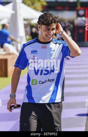 MELBOURNE, AUSTRALIA - MARCH 05 2026: Arvid Lindblad of Great Britain and Visa Cash App Racing Bulls F1 Team before the 2026 Australian Grand Prix at Stock Photo