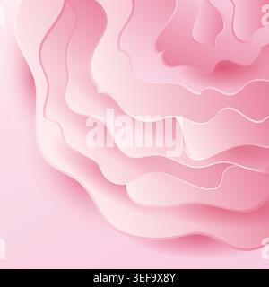 Bloom botanical floral. Pink color shaded Background with rose closeup Stock Vector