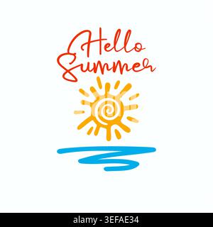Hello summer gift logo. Social media story concept. Merch design Stock Vector