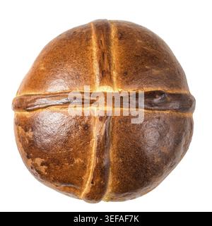 Portuguese traditional Easter cake. Folar with eggs. Sweet bread isolated on white background Stock Photo