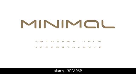 Sleek minimal font alphabet with wide spacing letters and futuristic curves for premium branding, fashion tech identity, editorial titles and luxury Stock Vector