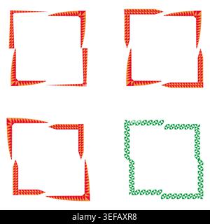 Square frames icon. Red border pattern. Green accent square. Vector illustration. EPS 10. Stock Vector