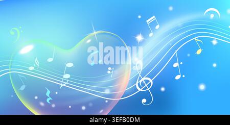 Glass heart with musical notes Stock Vector