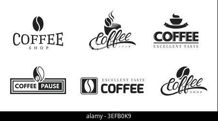 Set of label and logo for packaging stamp design vector illustration. Coffee elements in premium quality. Sticker design badge for coffee. Stock Vector