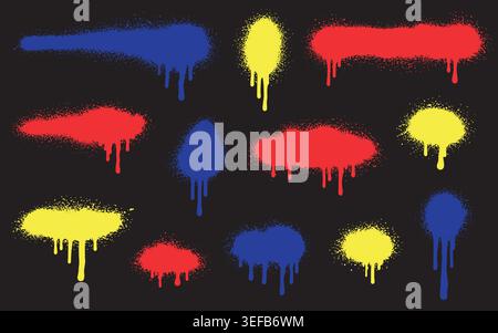 Paint texture splash and spray vector background with black art isolated. Splatter drip grunge and paint ink brush with graffiti stain texture Stock Vector