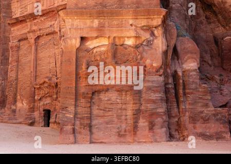 Exploring the rock-cut architecture of Petra in Jordan during daylight hours Stock Photo
