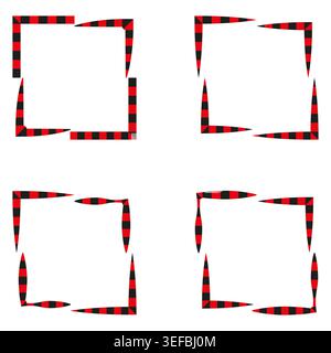 Chess pattern frame. Square checkered border. Grid vector element. Black red design. EPS 10. Stock Vector