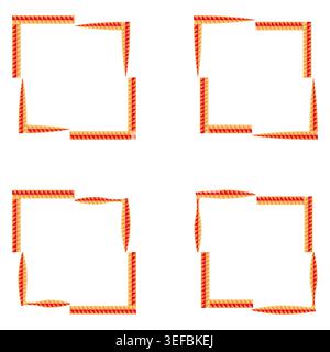 Orange stroke frame. Dotted border set. Square vector shape. Abstract line design. EPS 10. Stock Vector