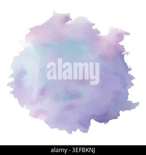 Abstract purple, pink and blue watercolor paint stain isolated on white background. Watercolor texture illustration. Soft pastel in Stock Vector