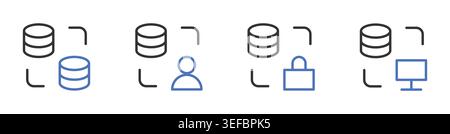 Data Transfer & Database Connection Icons Set Line Vector Illustration. Stock Vector