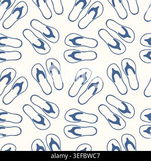 Seamless pattern with flat style flip flop sandal. Summer footwear background. Travel pattern illustration for fabric, wallpaper. Stock Vector