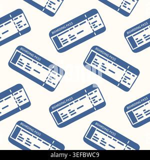 Seamless pattern with airplane ticket illustration for travel, vacation and adventure concept. Illustration graphic for textile, paper design in flat Stock Vector