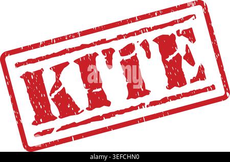 Vector illustration of a red grunge KITE rubber stamp isolated on a white surface, ideal for approvals and official markings. Stock Vector