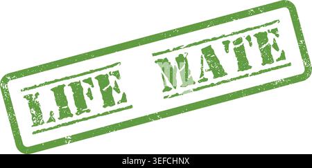 Vector illustration of a green grunge LIFE MATE rubber stamp isolated on a white surface, ideal for approvals and official markings. Stock Vector