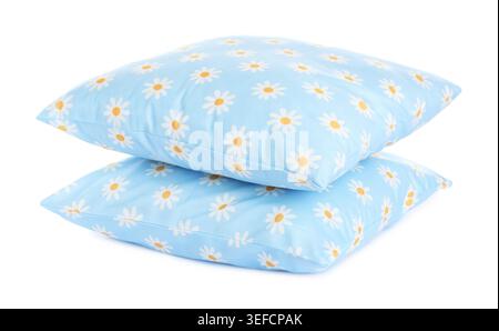 Color cushions with floral pattern isolated on white Stock Photo