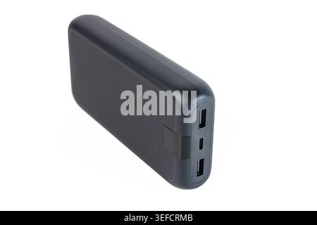 Portable Power Bank Restricted on Airplanes, Isolated on White Background Stock Photo