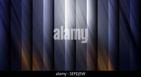 Dark abstract background composed of vertical metallic stripes with subtle light streaks and shadows, creating a sleek and sophisticated look. Stock Photo