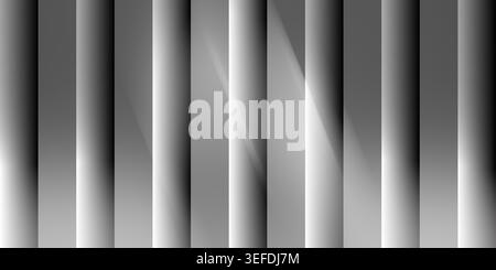 An abstract background composed of vertical metallic-style gradient panels with sharp light reflections and deep shadows, creating a 3D effect. Stock Photo