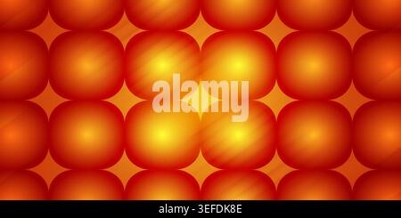 A digital abstract background featuring a grid of glowing, rounded vibrant orange and yellow spheres with a subtle diagonal light streak effect. Stock Photo