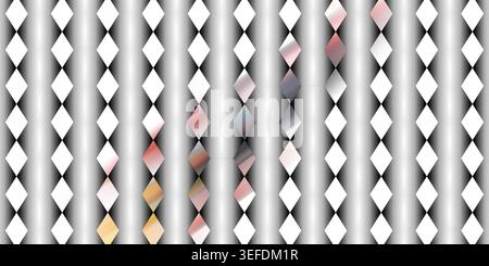Repeating diamond shapes on a grey and white gradient background, featuring a diagonal band of diamonds with pink, blue, and yellow accents. Stock Photo