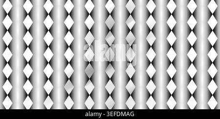 A clean, minimalist abstract design featuring white diamond shapes arranged in a grid pattern over soft grey vertical gradient columns. Stock Photo
